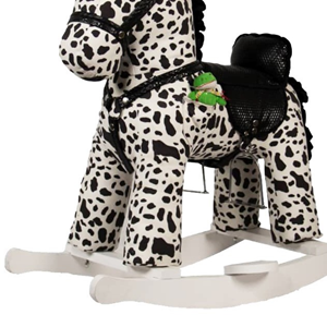 راکر اسب کودک چوبی خال خالی مشکی -اسباب بازی